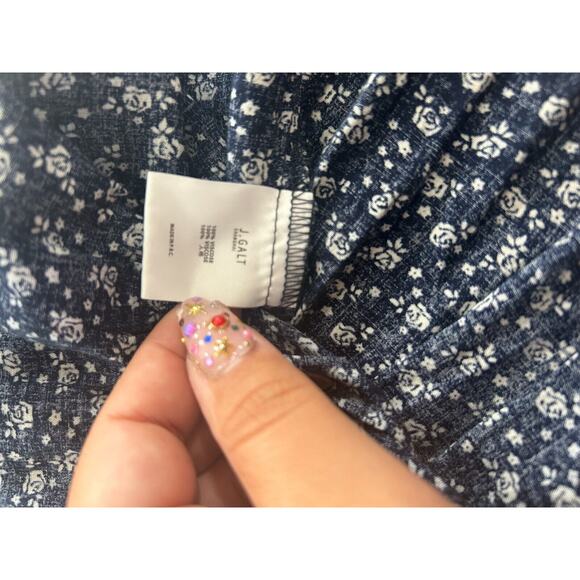 John Galt Navy Cream Floral Colleen Sleeveless Mini Summer Dress Scoop Neckline - Picture 8 of 11